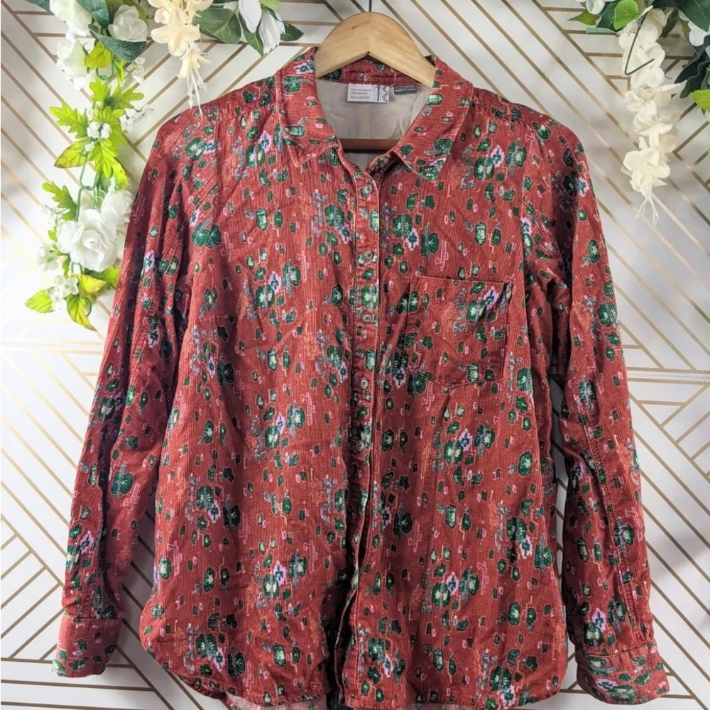 Anthropologie From The Heart of Building 13 Corduroy Button Down Blouse Size 0
